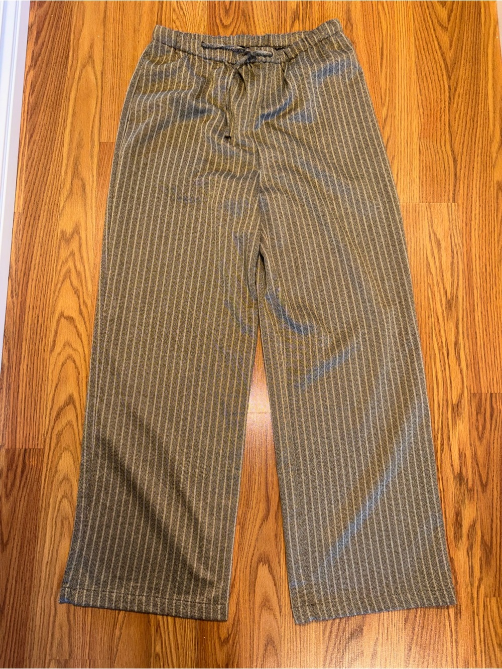 Christian Lacroix Earth-Toned Pinstripe Wide Leg Pants